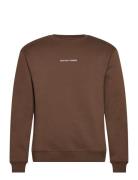 Slhhankie Logo Crew Neck Sweat Noos Tops Sweatshirts & Hoodies Sweatshirts Brown Selected Homme