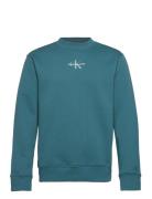 Monologo Crew Neck Tops Sweatshirts & Hoodies Sweatshirts Blue Calvin Klein Jeans