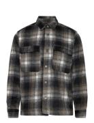 Onsbaz Ovr Pkt Brush Check Ls Shirt Blue Tops Overshirts Grey ONLY & SONS
