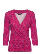 Geo-Print Surplice Jersey Top Tops T-shirts & Tops Long-sleeved Pink Lauren Ralph Lauren