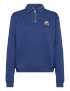 Flag & Logo Fleece Quarter-Zip Pullover Tops Sweatshirts & Hoodies Sweatshirts Blue Polo Ralph Lauren
