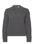 Cable-Knit Wool-Cashmere Polo Jumper Tops Knitwear Jumpers Grey Polo Ralph Lauren