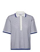 Wave Knit Polo Shirt Tops Knitwear Jumpers Blue REMAIN Birger Christensen