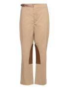 Leather-Trim Stretch Sateen Jodhpur Trou Bottoms Trousers Straight Leg Beige Lauren Ralph Lauren