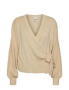 Yasassi Ls Wrap Knit Cardigan S. Noos Tops Knitwear Cardigans Cream YAS