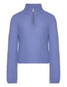 Kognewbella Nicoya L/S Zip Pullover Knt Tops Knitwear Pullovers Purple Kids Only