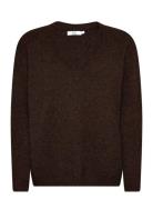 Cc Heart Amelia Alpaca V-Neck Tops Knitwear Jumpers Brown Coster Copenhagen