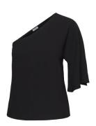 Sue Shoulder Top Tops T-shirts & Tops Short-sleeved Black Marville Road
