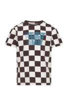 Ola Junior Checkered T-Shirt Tops T-Kortærmet Skjorte Multi/patterned Wood Wood
