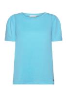 T-Shirt With Pleats Tops T-shirts & Tops Short-sleeved Blue Coster Copenhagen