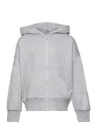 Sweatshirt Hoodie W Zip Solid Tops Sweatshirts & Hoodies Hoodies Grey Lindex