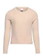 Top Rib Long Sleeve Tops T-shirts Long-sleeved T-Skjorte Beige Lindex