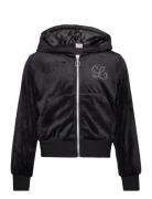 Sweater Zip Hood Velour Tops Sweatshirts & Hoodies Hoodies Black Lindex