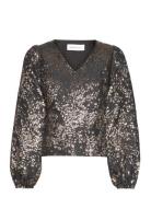 Slfpaula Golden Leo Ls Top B Tops Blouses Long-sleeved Gold Selected Femme