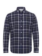 Slhregowen-Twisted Check Ls Shirt W Tops Shirts Casual Navy Selected Homme