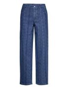 Karin Patch Pants Bottoms Jeans Wide Blue Hosbjerg