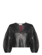 Ellison - Polished Leather Tops Blouses Long-sleeved Black Day Birger Et Mikkelsen