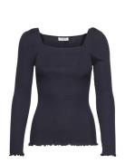 Silk T-Shirt Tops T-shirts & Tops Long-sleeved Navy Rosemunde