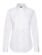 Pintucked Cotton Broadcloth Shirt Tops Shirts Long-sleeved White Lauren Ralph Lauren