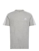 Essentials Single Jersey 3-Stripes T-Shirt Sport T-Kortærmet Skjorte Grey Adidas Sportswear