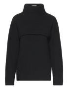 Recycled Wool Overlay Sweater Tops Knitwear Turtleneck Black Calvin Klein