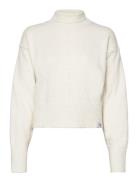 Boucle High Neck Sweater Tops Knitwear Jumpers Cream Calvin Klein Jeans