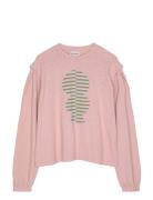 Striped Mold Puff Sleeve T-Shirt Tops T-shirts & Tops Long-sleeved Pink Bobo Choses