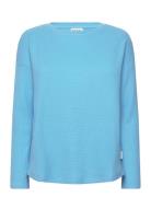 T-Shirt Crew Neck Waffle Tops T-shirts & Tops Long-sleeved Blue Tom Tailor