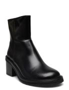 Bootie - Block Heel - With Zippe Shoes Boots Ankle Boots Ankle Boots With Heel Black ANGULUS