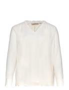 Carlei L/S V-Neck Blouse Wvn Tops Blouses Long-sleeved White ONLY Carmakoma