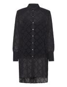 Monogram Glitter Flock Tunic Tops Shirts Long-sleeved Black Karl Lagerfeld