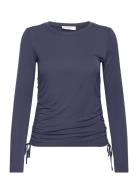 Viscose T-Shirt Tops T-shirts & Tops Long-sleeved Navy Rosemunde