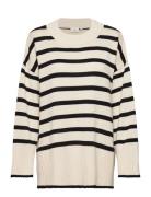 Carhella Ls Loose Striped O-Neck Knt Tops Knitwear Jumpers Cream ONLY Carmakoma