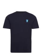 Regenerative Organic Cotton Chest E Tops T-Kortærmet Skjorte Navy Knowledge Cotton Apparel