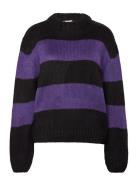 Lotti Stripe Knit Sweater Tops Knitwear Jumpers Black Hosbjerg