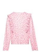 Top Long Sleeve Flounce Tops T-shirts Long-sleeved T-Skjorte Pink Lindex