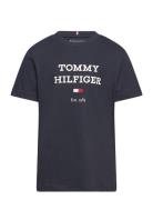 Th Logo Tee S/S Tops T-Kortærmet Skjorte Navy Tommy Hilfiger