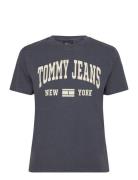 Tjw Reg Washed Varsity Tee Ext Tops T-shirts & Tops Short-sleeved Navy Tommy Jeans