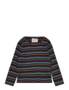 T-Shirt Ls Y/D Rib Tops T-shirts Long-sleeved T-Skjorte Multi/patterned Minymo