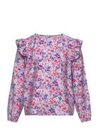 Kogveneda L/S Frill Top Ptm Tops T-shirts Long-sleeved T-Skjorte Multi/patterned Kids Only