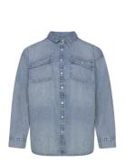 Denim Shirt Tops Shirts Long-sleeved Blue Lauren Women