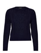 Cable-Knit Cotton Crewneck Sweater Tops Knitwear Jumpers Navy Lauren Ralph Lauren