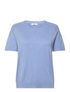 Cc Heart Ella Soft Knit Tee Tops T-shirts & Tops Short-sleeved Blue Coster Copenhagen