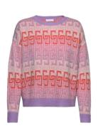 Knit Jaquard With Cc Color Stripe Tops Knitwear Jumpers Pink Coster Copenhagen
