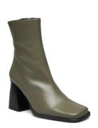 South Black Leather Shoes Boots Ankle Boots Ankle Boots With Heel Green ALOHAS