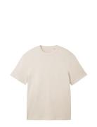 Relaxed Structured T-Shirt Tops T-Kortærmet Skjorte Cream Tom Tailor