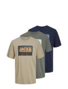 Jcologan Tee Ss Crew Neck Ss24 3Pk Mp Tops T-Kortærmet Skjorte Navy Jack & J S