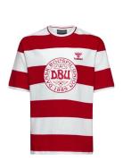 Dbu Fan 24 Striped Tee Kids Sport T-Kortærmet Skjorte Red Hummel
