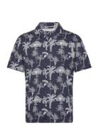 Cfanton Ss Rc Aop Palm Shirt Tops Shirts Short-sleeved Blue Casual Friday