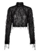Mica - Sparkling Texture Tops Blouses Long-sleeved Black Day Birger Et Mikkelsen
